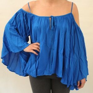 Elan blue cold shoulder Blouse Small NWT